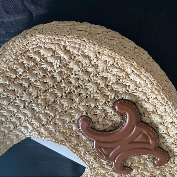 CELINE CLASSIC PANIER HOBO BAG IN RAFFIA AND CALFSKIN WICKER TAN STRAW SUMMER - Picture 6 of 14